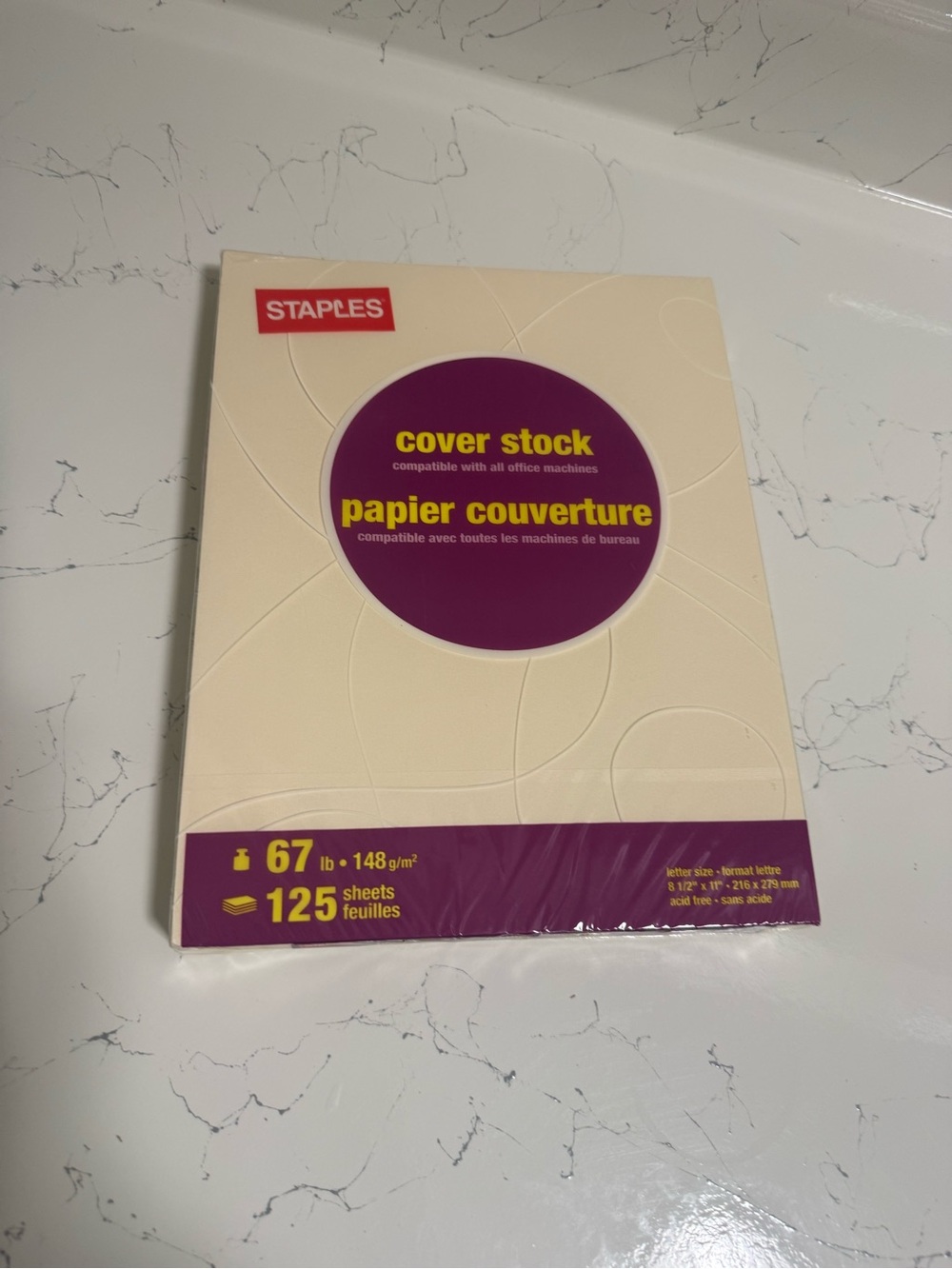 STAPLES Cover Stock Paper - Cream